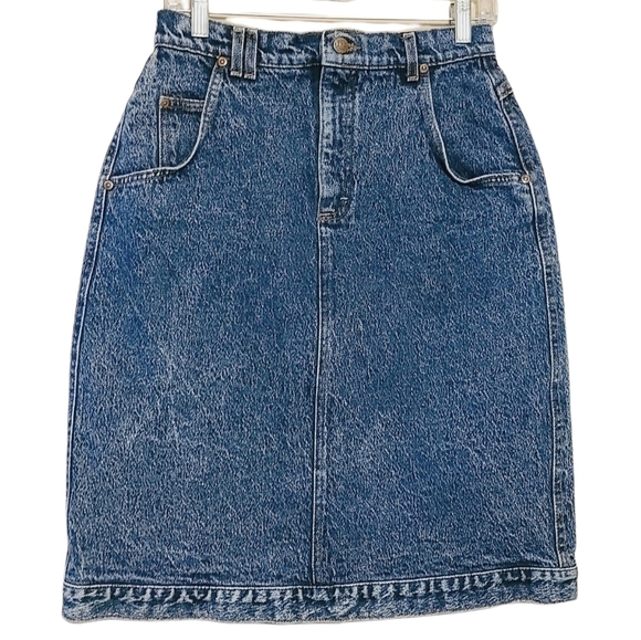 Lee Riders | Women's Vintage Acid Washed Denim Pencil Skirt (Size 12 Petite) - Picture 1 of 12